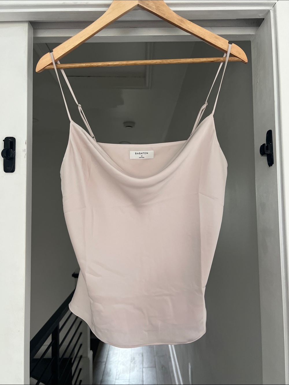 Aritzia Babaton Blush Pink Draped Cowl Neck Cami